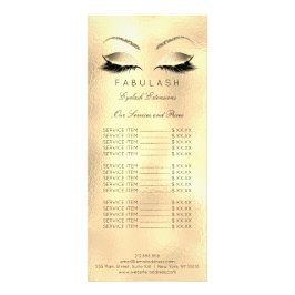 Panfleto Lista de Preços Lashes Extenção Dourada Makeup Bea