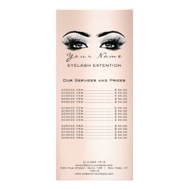 Panfleto Lista de Preços Lashes Extensão Makeup Rosa Cinza 