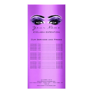 Panfleto Lista de Preços Lashes Extensão Maquiagem Roxo Vio