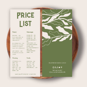 Panfleto Lista de Preços Modernos Botânicos