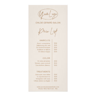 Panfleto Lista de Preços Modernos de Tan Taupe Elegante Min