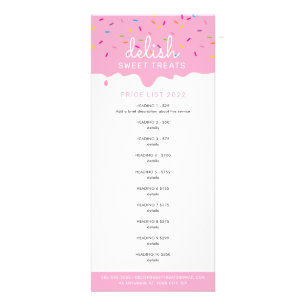 Panfleto LISTA DE PREÇOS PILHA glacé cor-de-rosa borrachas