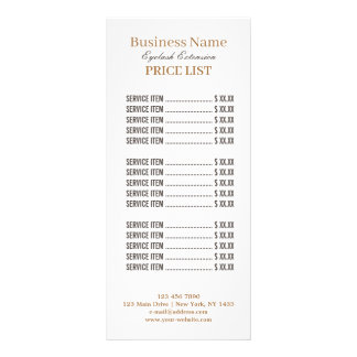 Panfleto Lista de Preços R do Artista Lash Moderno e Elegan