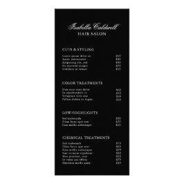 Panfleto Lista de Preços Salão de Cabelo Elegante Preto
