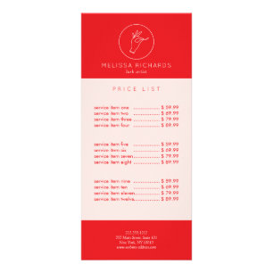 Panfleto Logotipo de Mão e Cílios Minimalista Vermelho/Rosa
