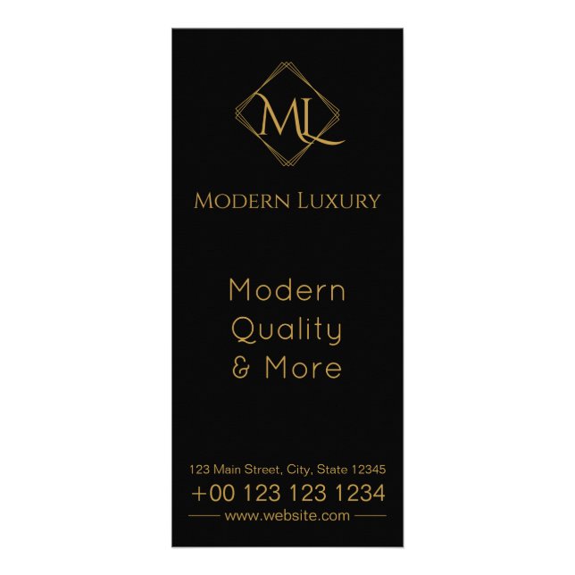 Panfleto Logotipo Diamond | Preto e Dourado (Frente)