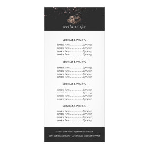 Panfleto Logotipo do Rose Gold Spa Preços dos Serviços