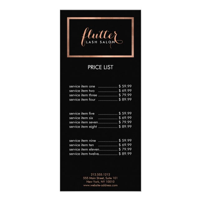 Panfleto Logotipo Rosa simples Lash Salon preto (Frente)