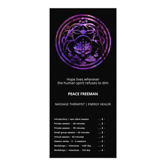 Panfleto Lótus Serenidade | Design Mandala Roxo (Frente)
