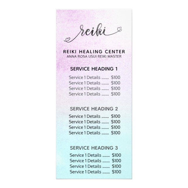 Panfleto *~* Magenta Turquoise Mint Black Glitter REIKI (Frente)