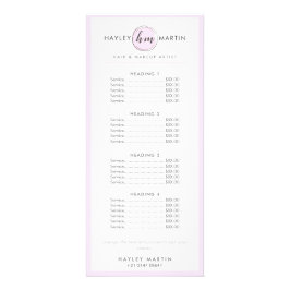 Panfleto Makeup Artist Beauty Salon Elegant Pink Price List