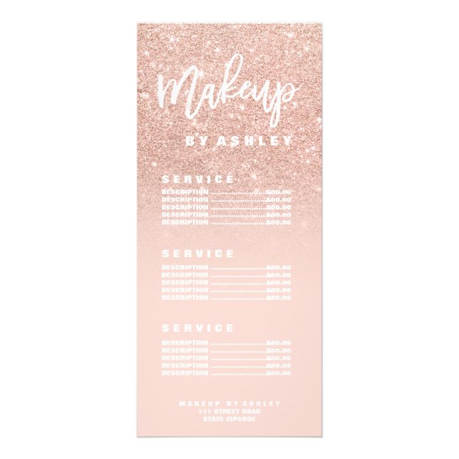 Panfleto Makeup chic typografia blush rosa gold list (Frente)