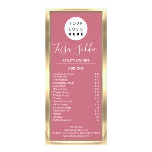 Panfleto Maquiagem de cabelo Manicure Pedicure Dourada Rosa