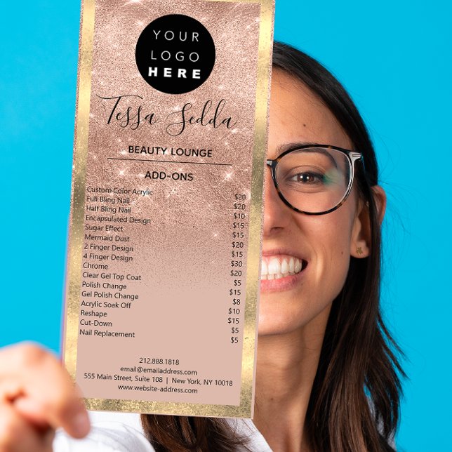 Panfleto Maquiagem de Cabelo Unhas Manicure Pedicure Rosa (Hair Makeup Nails Manicure Pedicure Rose Rack Card)