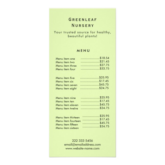Panfleto Marca Personalizada da Greenleaf Nursery  (Frente)