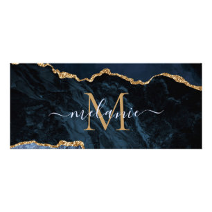 Panfleto Marinho Azul Dourado Brilho Seu Nome Carta Rack Pl