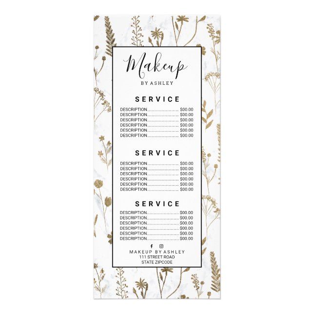 Panfleto Mármore de flores prensadas, douradas e secas, des (Frente)