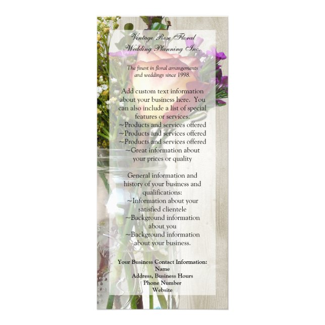 Panfleto Mason Jar w/Rosa e flores selvagens (Frente)