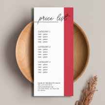 Minimalist White Red Line Beauty Price List