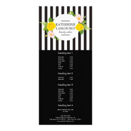 Panfleto Mínimo Floral Wreath Beauty Salon Black Estiriped