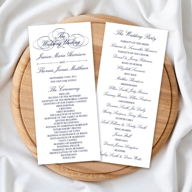 Panfleto Modelo do Programa de Casamento Azul e Branco do M (Criador carregado)
