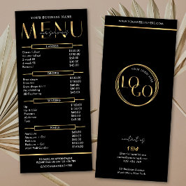 Panfleto Modern Glam Black Gold Spa Beauty Salon Price List