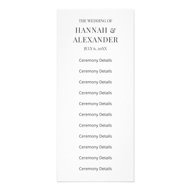 Panfleto Modern Minimal Wedding Program (Frente)