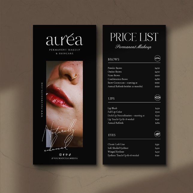 Panfleto Modern PMU Cosmetic Salon Service Price List (Criador carregado)