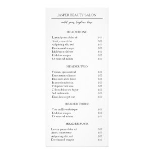 Panfleto Moderno da Lista de Preços Mínimos Elegante Simple