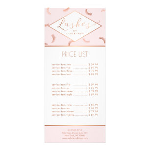 Panfleto Muitos traços padrão Lash Salão rosa/Rosa Dourado