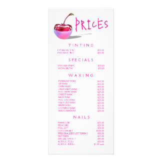 Panfleto Neon Cherry Beautician Lista de Preços do Serviço