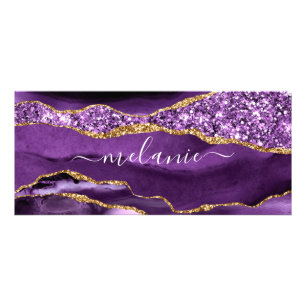 Panfleto Nome Personalizado de Geodo Glitter Dourado Violet
