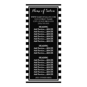 Panfleto O branco preto moderno listra a tabela de preços