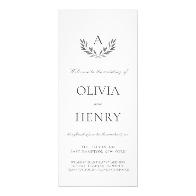 Panfleto Olivia Elegant Simple Wedding Program (Frente)