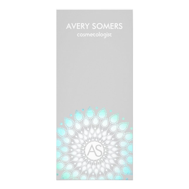 Panfleto Ornamentado Cosmetologista Leaf Motif Cinza Modern (Frente)