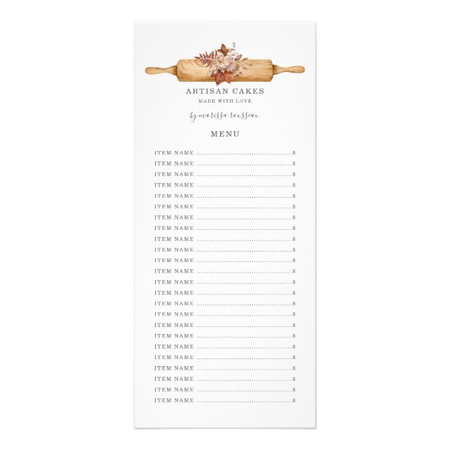 Panfleto Padaria Pastelaria Chef Aquarela Floral Rolagem Pi (Frente)