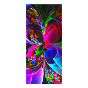 Panfleto Padrão Azul Vermelho Abstrato Floral Moderno #12