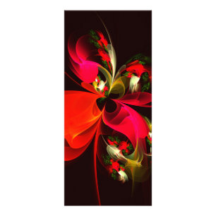 Panfleto Padrão de Abstrato de Arte Vermelha Verde Floral M