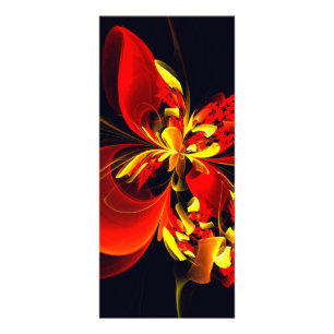 Panfleto Padrão de Arte Abstrata Floral Amarelo Vermelho Mo