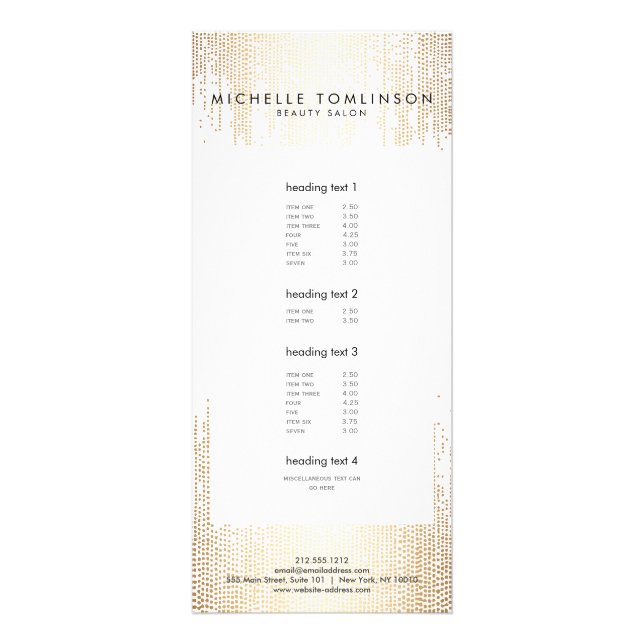 Panfleto Padrão Dourado de Chuva de Confetti Luxe Faux (Frente)