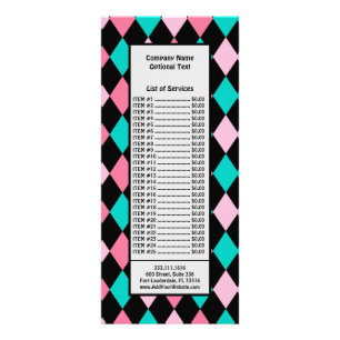 Panfleto Pastel Rainbow Losangos Preto Rosa Azul Arlequim