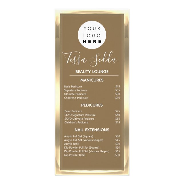 Panfleto Pedicure Dourada de Manicure de Maquiagem de Cabel (Frente)