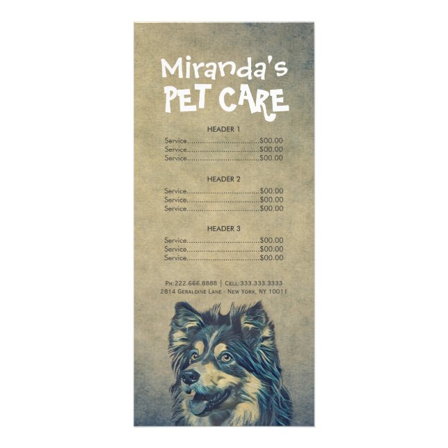 Panfleto Pet Care Sitting Grooming Beaut Salon Price List (Frente)
