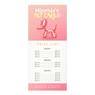 Panfleto Pet Care Sitting Grooming Beaut Salon Price List
