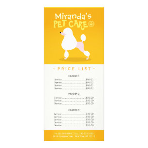 Panfleto Pet Care Sitting Grooming Beaut Salon Price List