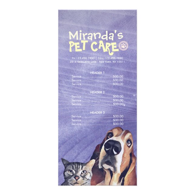 Panfleto Pet Care Sitting Grooming Beaut Salon Price List (Frente)