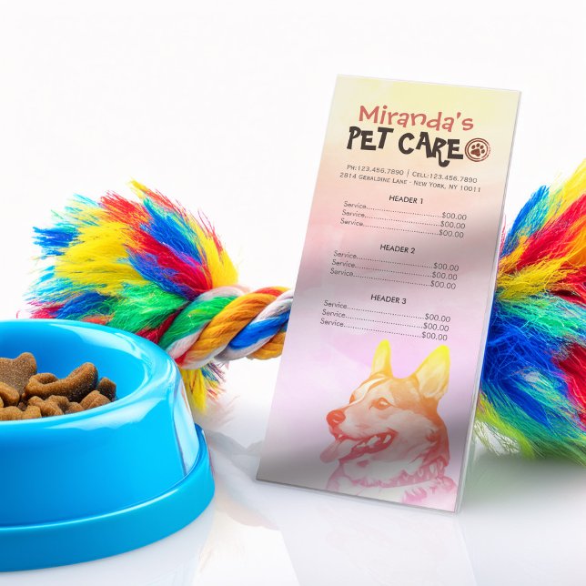 Panfleto Pet Care Sitting Grooming Beaut Salon Price List (Criador carregado)