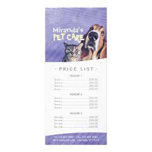 Panfleto Pet Care Sitting Grooming Beaut Salon Price List