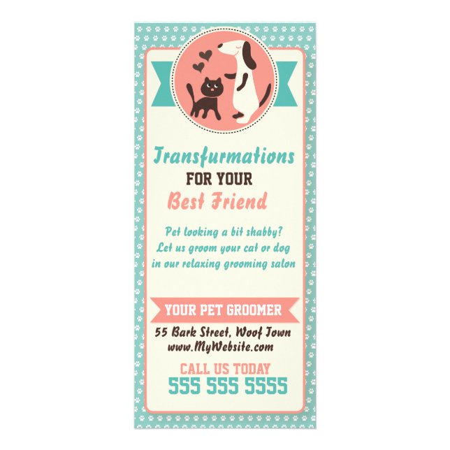 Panfleto Pet Groomer Rack Card - Personalizável (Frente)