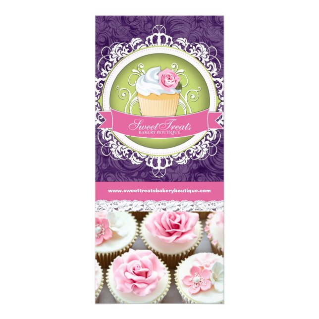 Panfleto Placa de rack Boutique de Cupcake personalizável (Frente)
